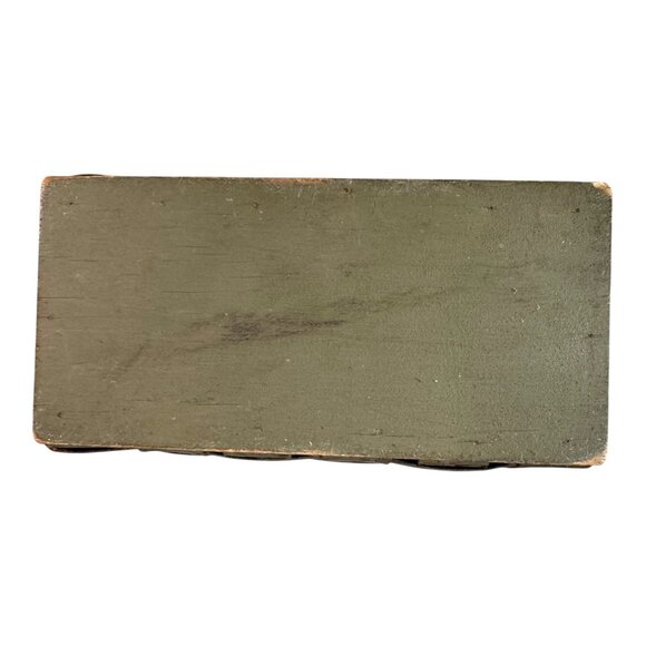 Vtg Hand-Painted Green Picnic Basket Purse Church Steeple Handle Village Scene - Picture 11 of 11